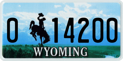 WY license plate 014200