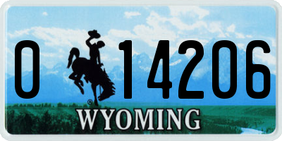 WY license plate 014206