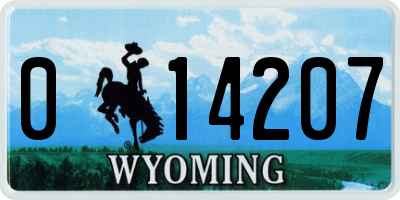 WY license plate 014207