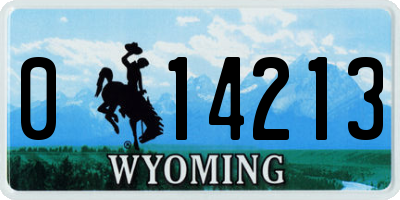 WY license plate 014213