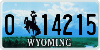 WY license plate 014215