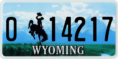 WY license plate 014217