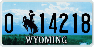 WY license plate 014218