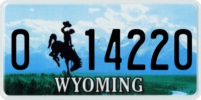 WY license plate 014220