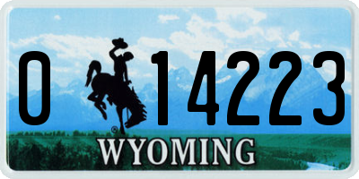 WY license plate 014223