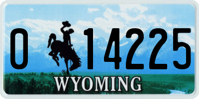 WY license plate 014225