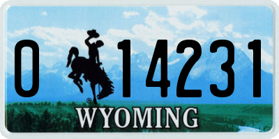 WY license plate 014231