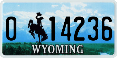 WY license plate 014236