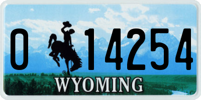 WY license plate 014254