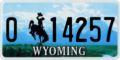WY license plate 014257