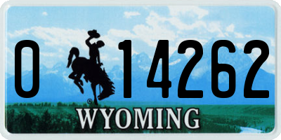 WY license plate 014262