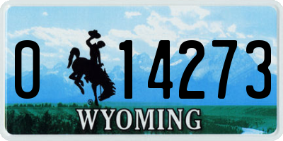 WY license plate 014273