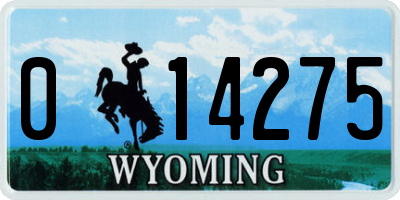 WY license plate 014275