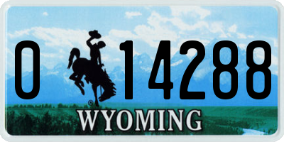 WY license plate 014288