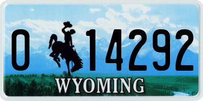 WY license plate 014292