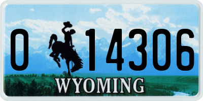 WY license plate 014306