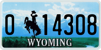 WY license plate 014308