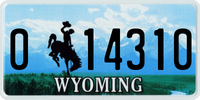 WY license plate 014310