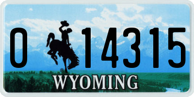 WY license plate 014315