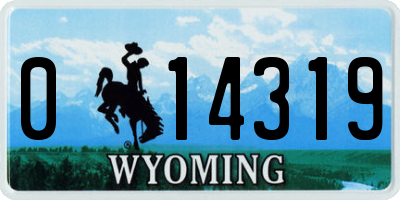 WY license plate 014319