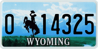 WY license plate 014325