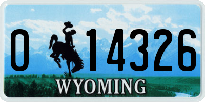 WY license plate 014326