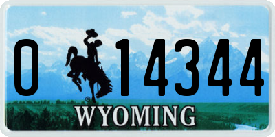 WY license plate 014344