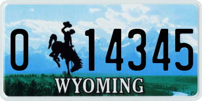 WY license plate 014345