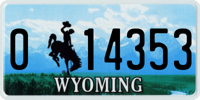 WY license plate 014353