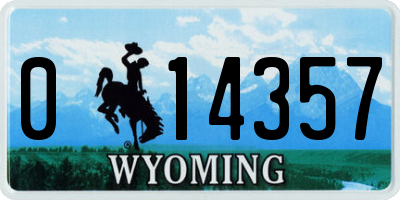 WY license plate 014357