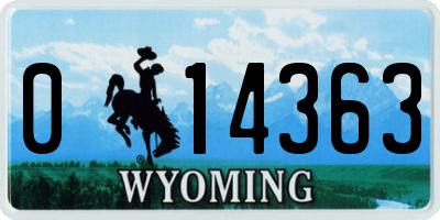 WY license plate 014363
