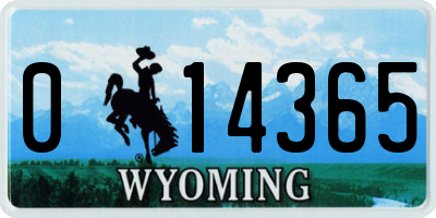 WY license plate 014365
