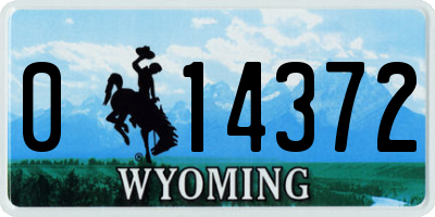 WY license plate 014372