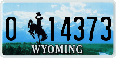 WY license plate 014373