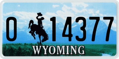 WY license plate 014377