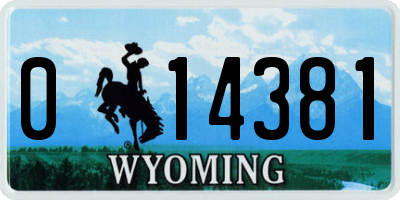 WY license plate 014381