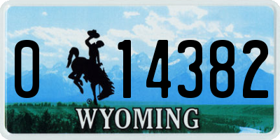 WY license plate 014382