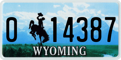 WY license plate 014387