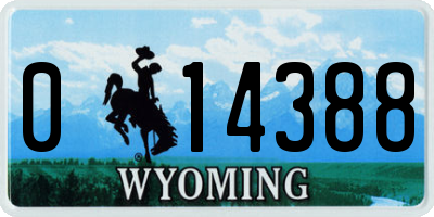 WY license plate 014388