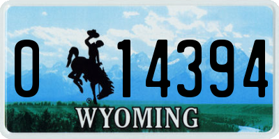 WY license plate 014394