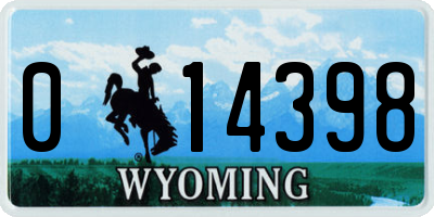 WY license plate 014398