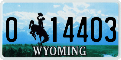 WY license plate 014403