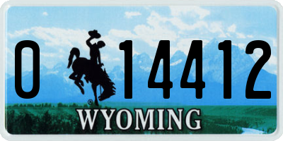 WY license plate 014412