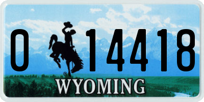 WY license plate 014418