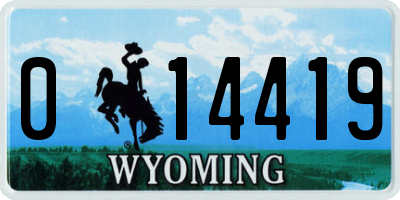 WY license plate 014419