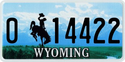 WY license plate 014422