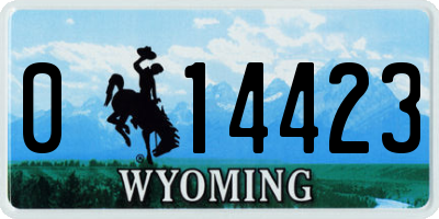 WY license plate 014423