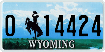 WY license plate 014424