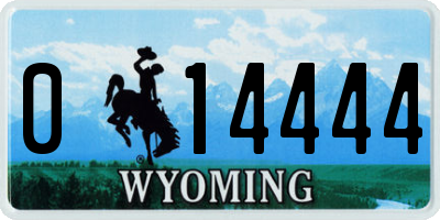 WY license plate 014444