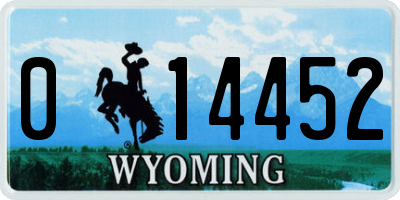 WY license plate 014452